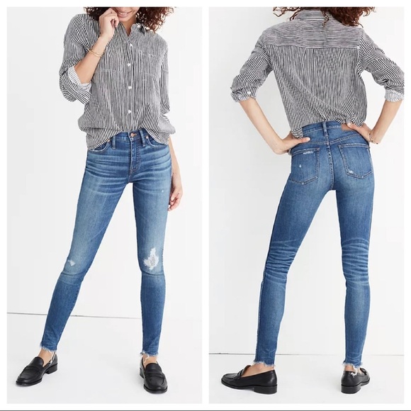 Madewell 9" High-Rise Skinny Jeans Allegra Wash Released Chewed Hem STYLE #K1868 - Picture 5 of 16
